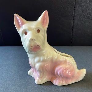 Vintage Mid Century pink/White Scotty Dog Planter